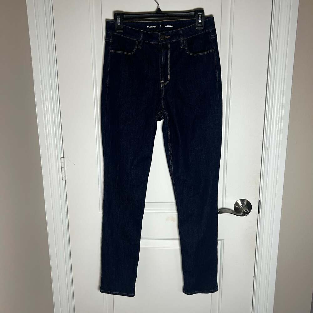 Old Navy High-Rise Wow Straight Jeans Dark Wash Size 8 Long